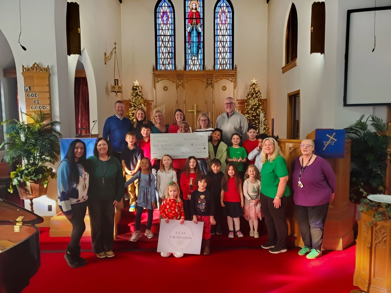 LEAF check presentation at St. Paul's Lutheran